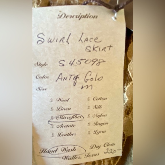 Pat Dahnke Vintage Lace Swirl Skirt Antique Gold Elastic Waist Sz M - Picture 3 of 4